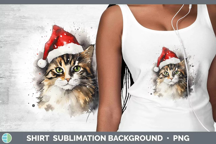 Santa Hat Tortoiseshell Cat Shirt Sublimation Sublimation Ba