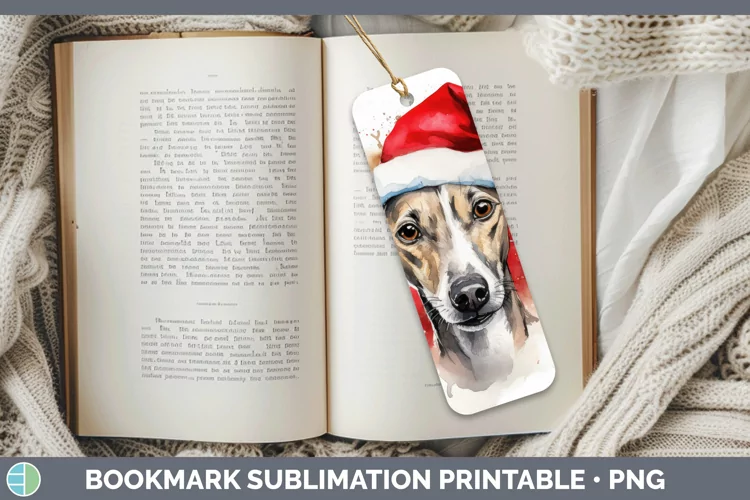 Santa Hat Whippet Bookmark Sublimation Printable Designs
