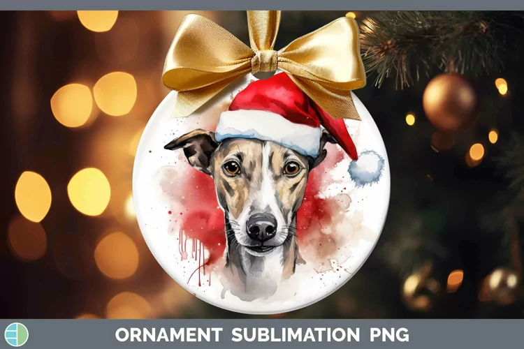 Santa Hat Whippet Ornament Sublimation Bauble Designs