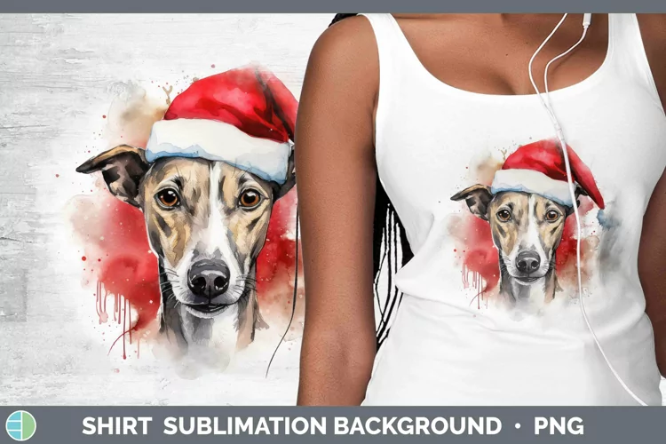 Santa Hat Whippet Shirt Sublimation Sublimation Background D