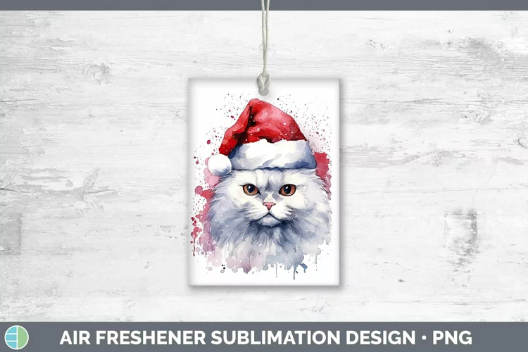 Santa Hat White Cat Air Freshener Sublimation Car Freshener
