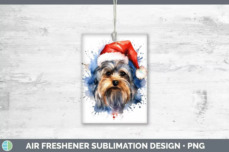 Santa Hat Yorkshire Terrier Air Freshener Sublimation Car Fr