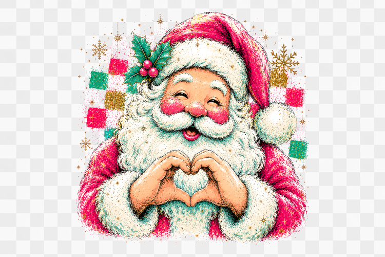 Cute Santa Heart Love Christmas Sublimation Design png