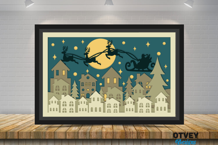 Santa's sleigh in Christmas Scane 3D Shadow Box Layered example image 1
