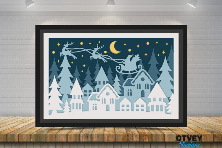 Santa's sleigh in Christmas Scane 3D Shadow Box Layered example image 1