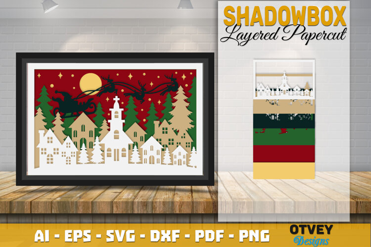 Santa's sleigh in Christmas Scane 3D Shadow Box Layered example image 1