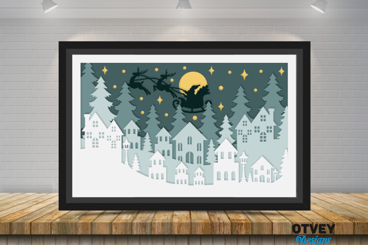 Santa's sleigh in Christmas Scane 3D Shadow Box Layered example image 1