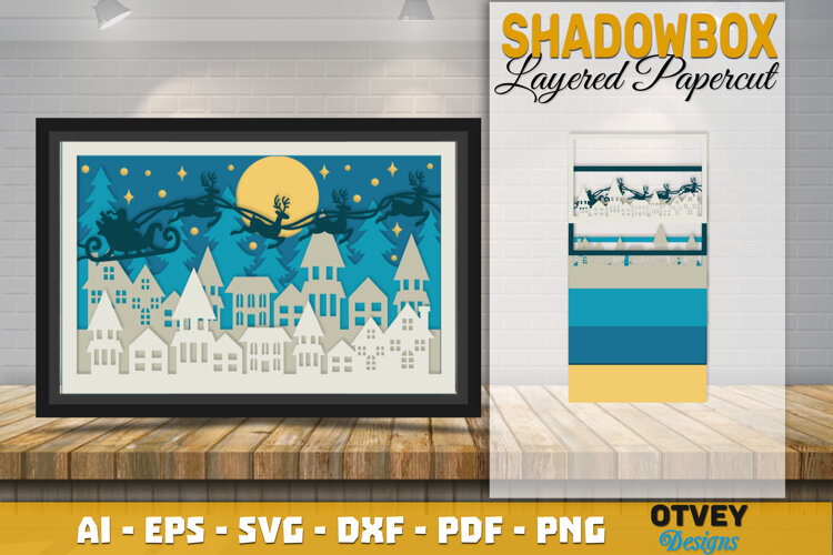 Santa's sleigh in Christmas Scane 3D Shadow Box Layered example image 1