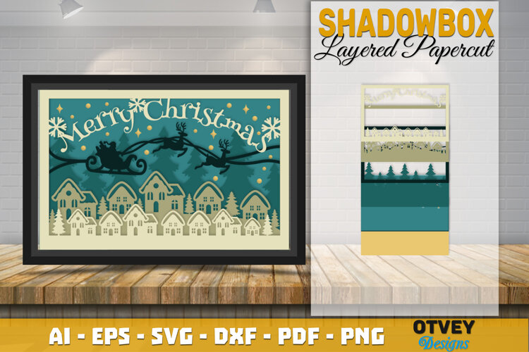 Santa's sleigh in Christmas Scane 3D Shadow Box Layered example image 1