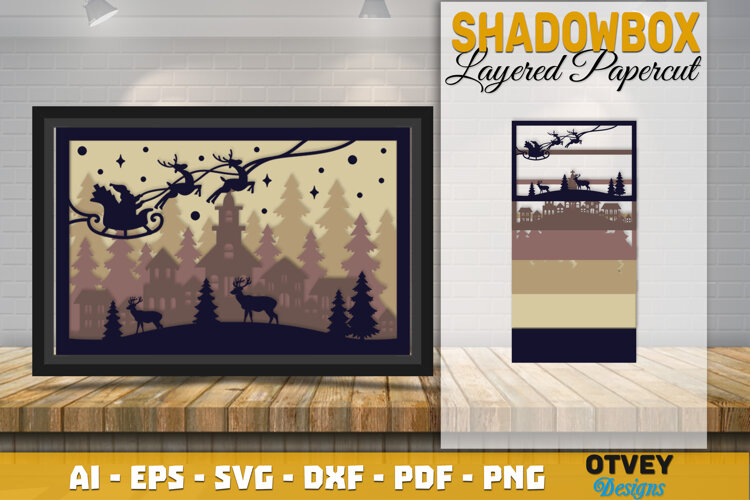 Santa's sleigh in Christmas Scane 3D Shadow Box Layered example image 1