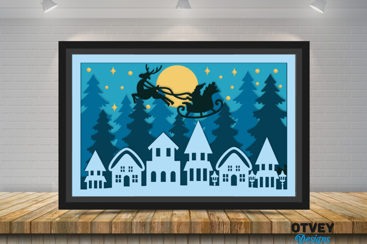 Santa's sleigh in Christmas Scane 3D Shadow Box Layered example image 1