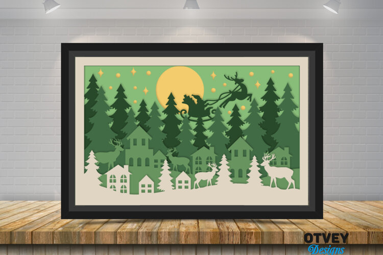 Santa's sleigh in Christmas Scane 3D Shadow Box Layered example image 1
