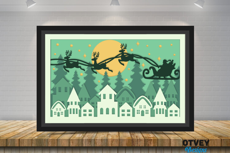 Santa's sleigh in Christmas Scane 3D Shadow Box Layered example image 1