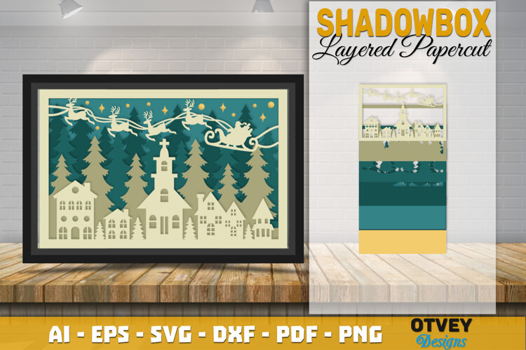 Santa's sleigh in Christmas Scane 3D Shadow Box Layered example image 1