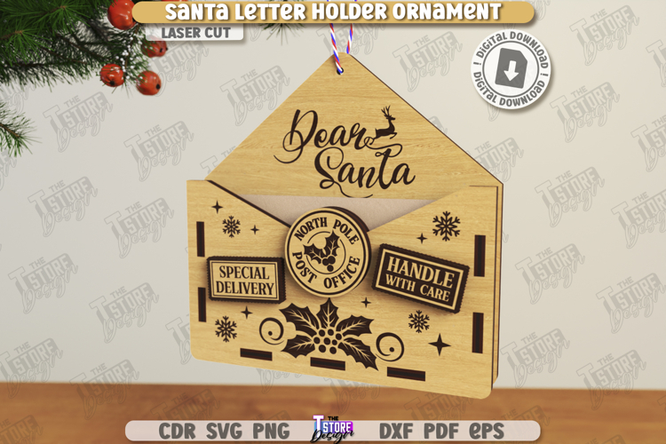 Santa Letter Holder Laser Cut|Christmas SVG|Wooden Envelope