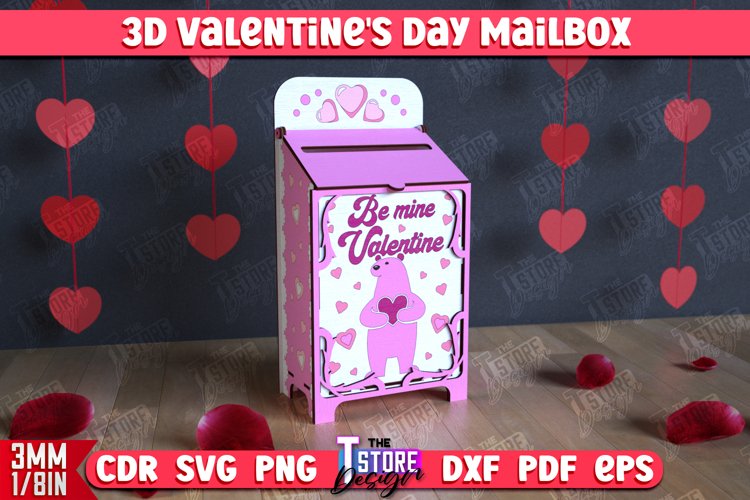 3D Valentines Day Mailbox | Valentine Card | Post Box | CNC