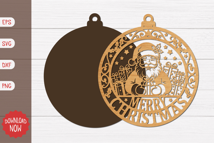 Santa Merry Christmas Ornament SVG