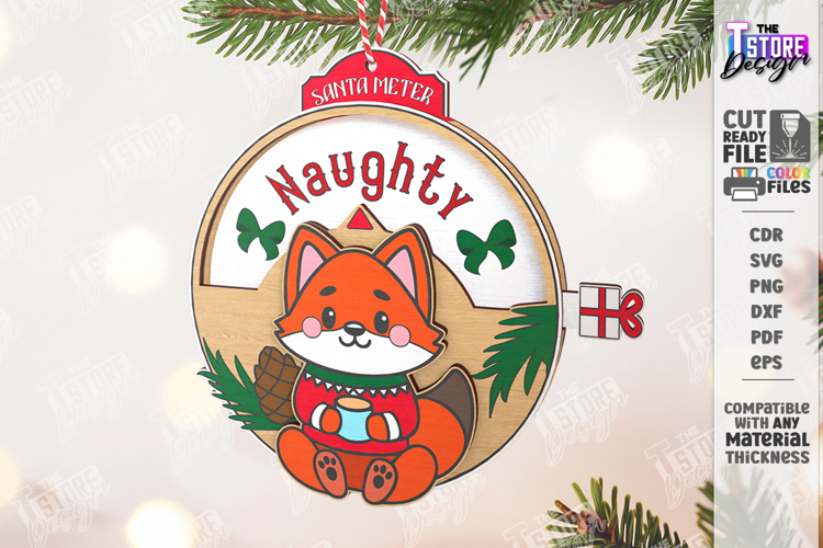 Santa Meter Ornament Laser Cut| Christmas Tree Toy |Xmas SVG