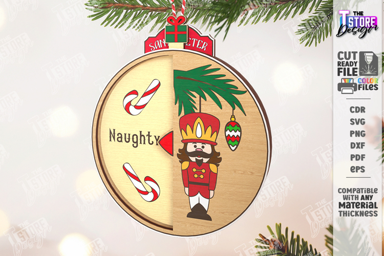 Santa Meter Ornament Laser Cut| Christmas Tree Toy |Xmas SVG