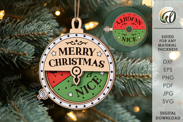 Santa Meter Ornament Laser Cut. Christmas Tree Decor SVG