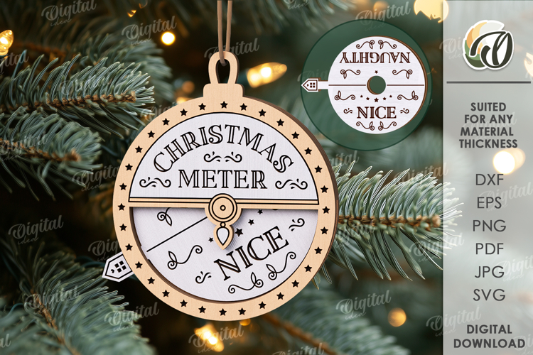Santa Meter Ornament Laser Cut. Christmas Tree Decor SVG example image 1