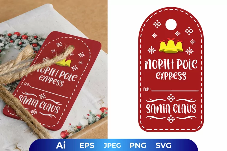 North Pole Express with Christmas Bell for Tag Design