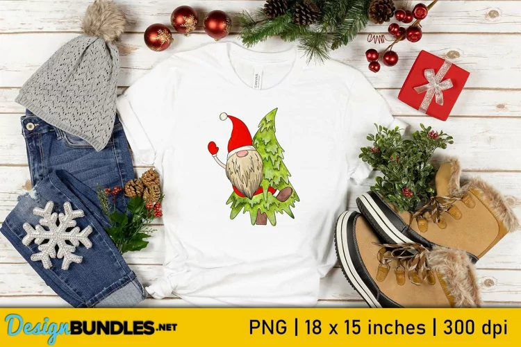 Funny Christmas Gnome Sublimation | Gnome On Christmas Tree