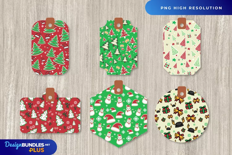 Santa Patterned Shaped Tags
