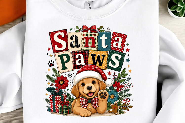 Santa Paws Cute Christmas Dog Art