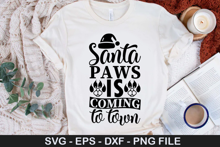 Santa paws is coming SVG - Funny Christmas Dog Saying Design
