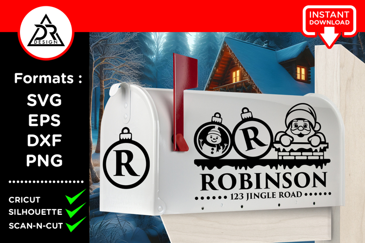 Peeking Santa from chimney mailbox cut files SVG