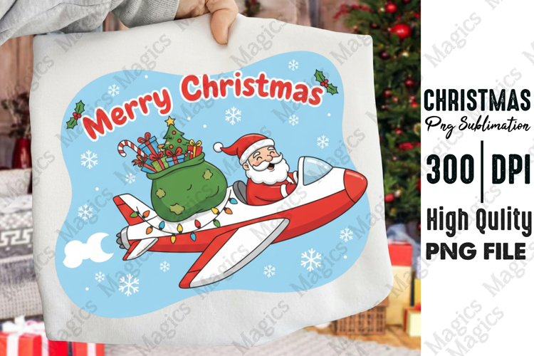 Santa Plane Ride Christmas PNG
