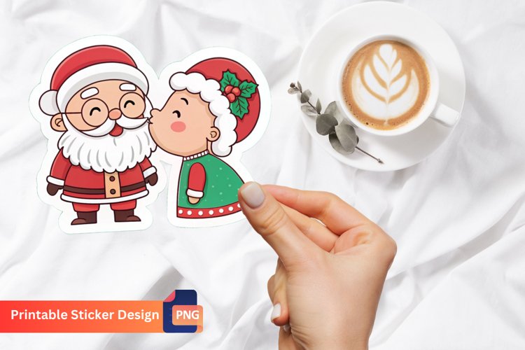 Santa And Mrs Claus Romantic Sign Sticker, Christmas couple example image 1