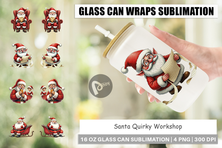 Santas Quirky Workshop Glass Can