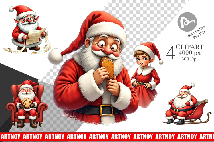 Santas Quirky Workshop Clipart