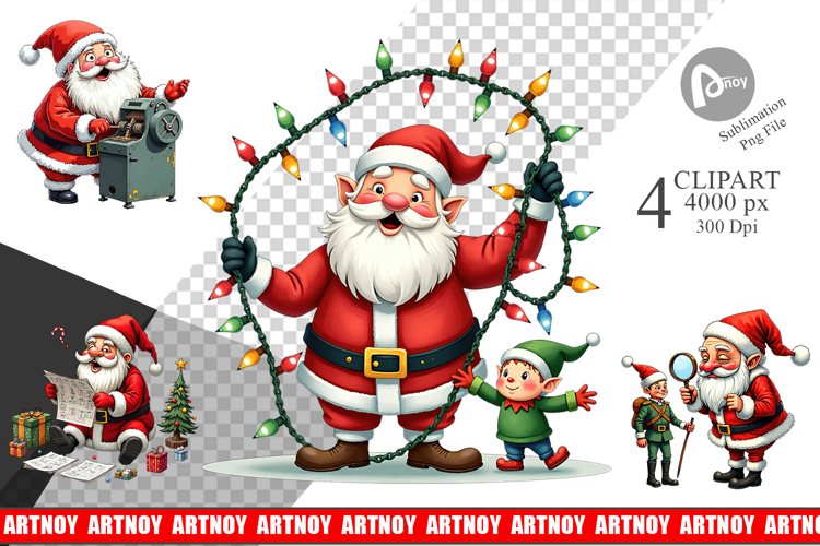 Santas Quirky Workshop Clipart