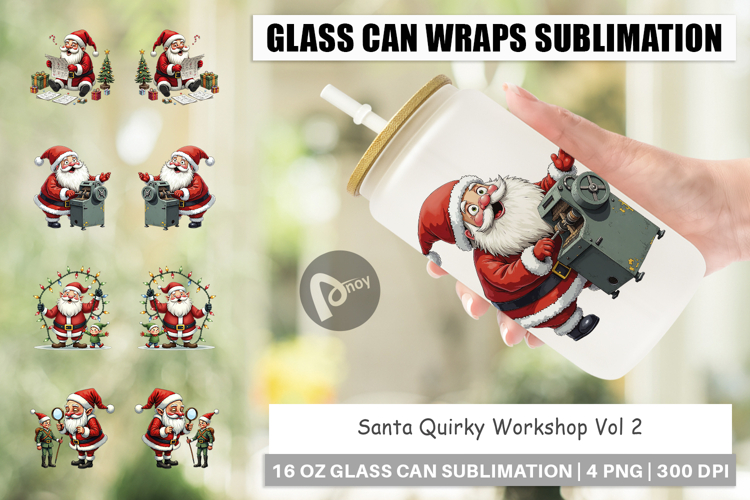 Santas Quirky Workshop Glass Can