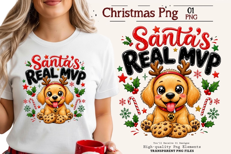 Santa Real MVP Dog Funny Christmas PNG Sublimation Design