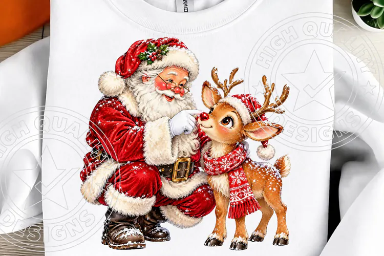 Santa Reindeer Boop Cute Christmas Reindeer & Santa Holiday