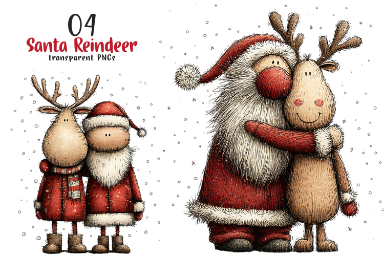 Santa Reindeer Christmas Clipart example image 1