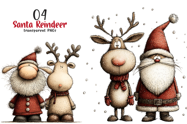 Santa Reindeer Christmas Clipart example image 1