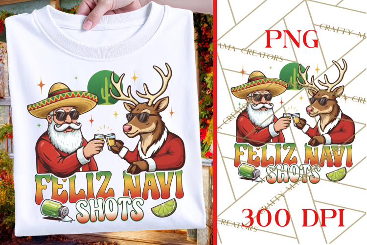 Feliz Navi Shots | Santa And Reindeer | Fiesta Christmas PNG