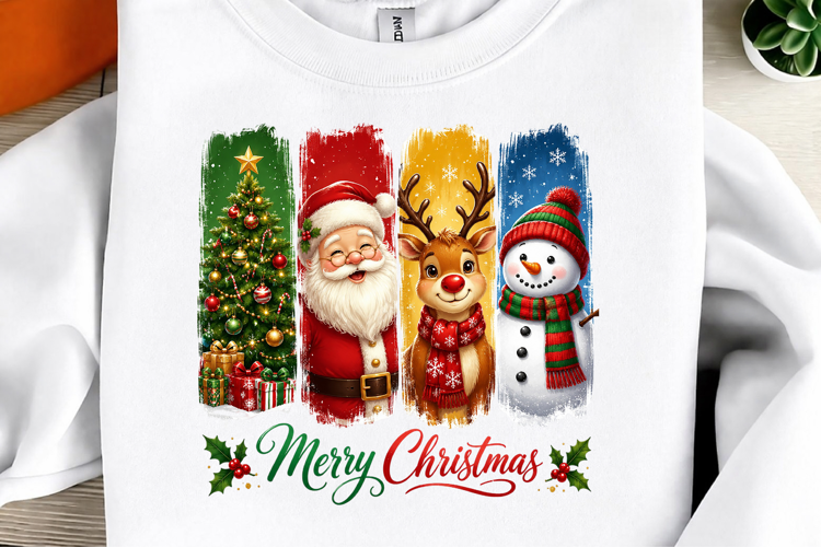 Santa Reindeer Snowman Christmas Tree PNG