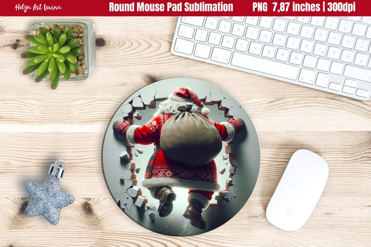 Christmas Round Mouse Pad | 3D Santa Sublimation