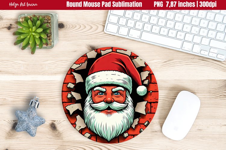 Christmas Round Mouse Pad | 3D Santa Sublimation