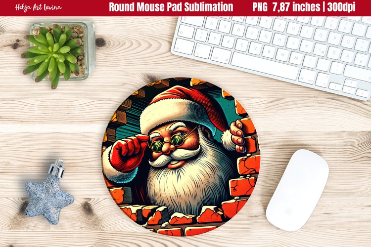 Christmas Round Mouse Pad | 3D Santa Sublimation