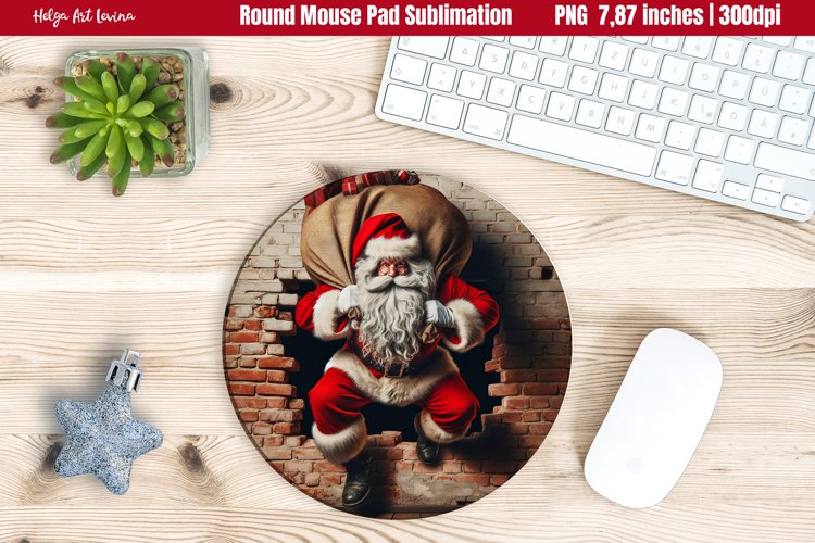 Christmas Round Mouse Pad | 3D Santa Sublimation