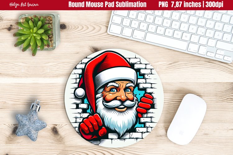 Christmas Round Mouse Pad | 3D Santa Sublimation