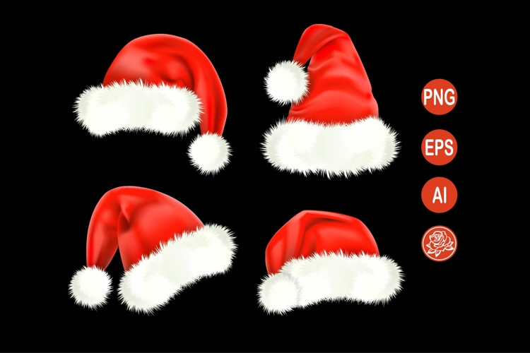 Santa Hat PNG Bundle 4 Christmas Hat Designs