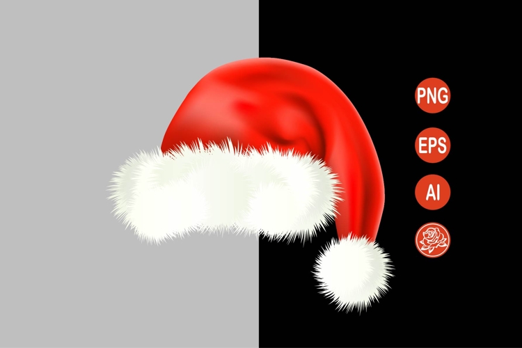 Red Santa Hat Clipart PNG with White Fur